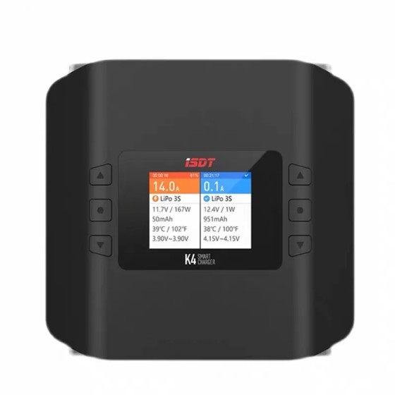 Hot Sales ISDTK4 High Power Intelligent Dual Channel 1-8S Charger 600W High Power 20A AC Input